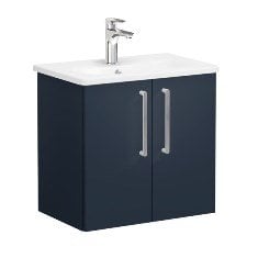 Vitra Root 68080 Lavabo Dolabı, Kapaklı, 60 Cm, Dar, Mat Lacivert, Yuvarlak Lavabolu